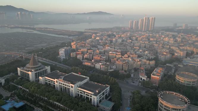 厦门杏林湾平流雾城市日出风光