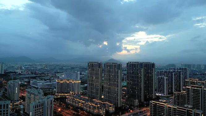 厦门环东同安新城住宅区黄昏航拍