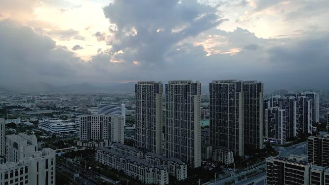 厦门环东同安新城黄昏城市风光航拍
