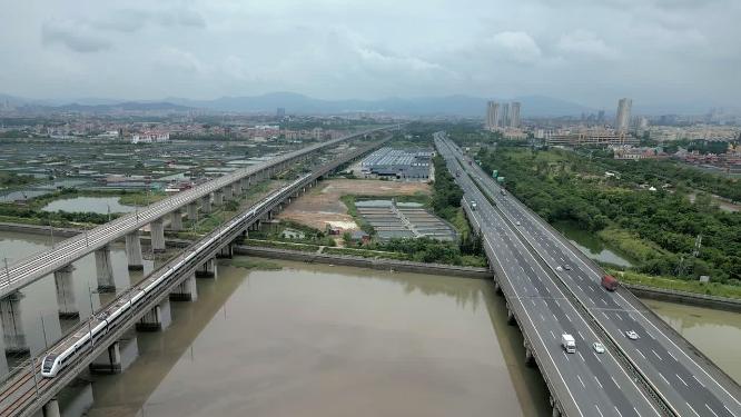 厦门同安沈海高速和福厦铁路线4K航拍