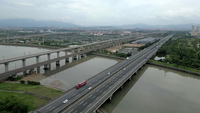 厦门同安沈海高速和福厦铁路线4K航拍