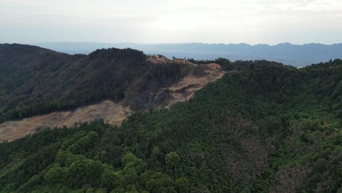 山火后的重庆北碚缙云山隔离带航拍