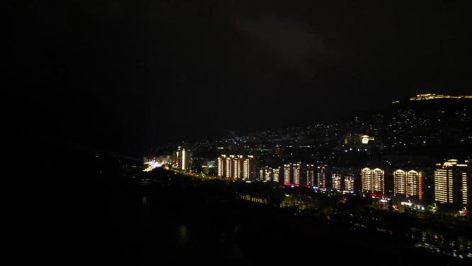 重庆云阳长江大桥城市夜景航拍