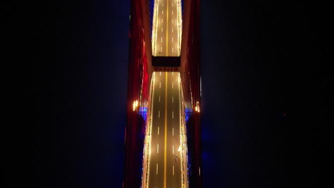 重庆云阳长江大桥城市夜景航拍