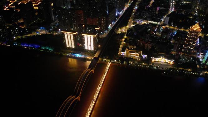 哈尔滨哈尔滨城市建筑夜景航拍