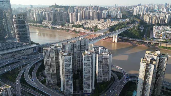 重庆江北渝中嘉华大桥城市风光航拍合集