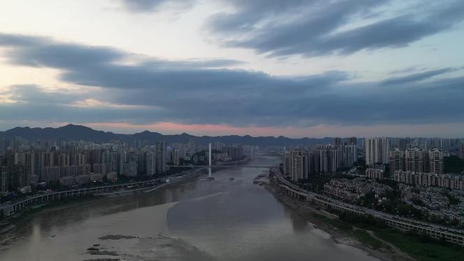 重庆渝中长江城市建筑风光美景航拍