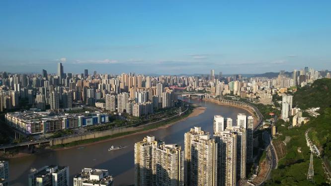 重庆渝中长江城市建筑风光美景航拍