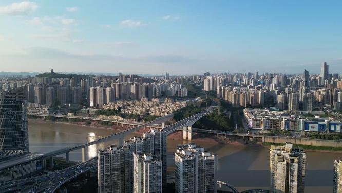 重庆渝中长江城市建筑风光美景航拍