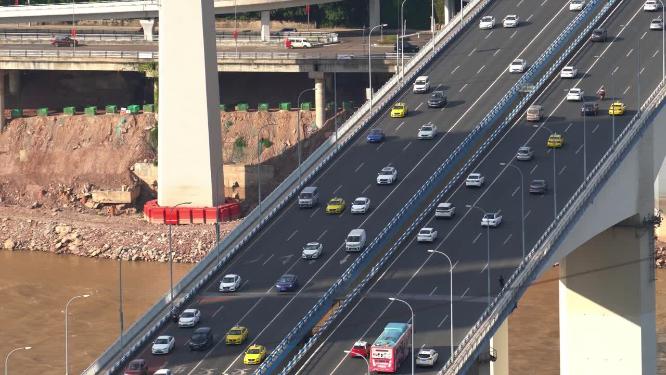 重庆江北渝中嘉华大桥城市风光航拍
