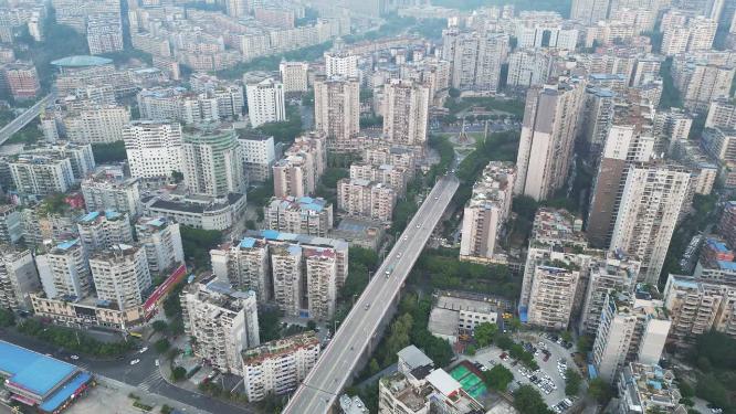 航拍重庆忠县长江城市建筑都市风光素材