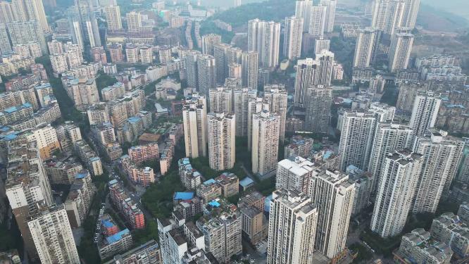 航拍重庆忠县长江城市建筑都市风光素材
