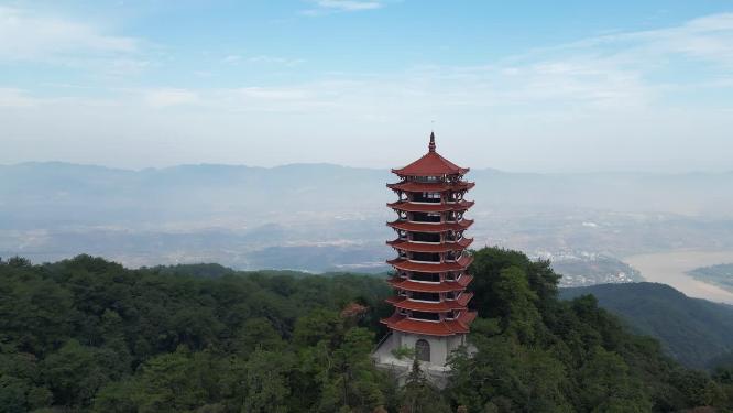 重庆北碚缙云山脉森林观景台自然风光航拍
