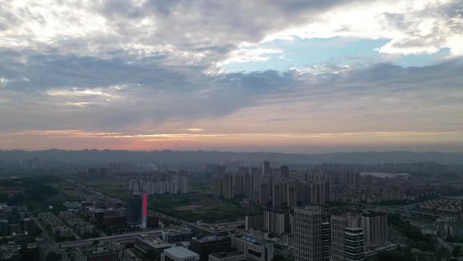 重庆沙坪坝城市风光晚霞航拍延时