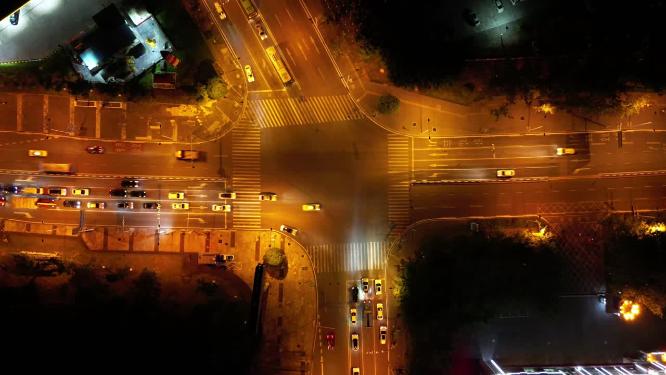 重庆沙坪坝交通岛夜景航拍延时