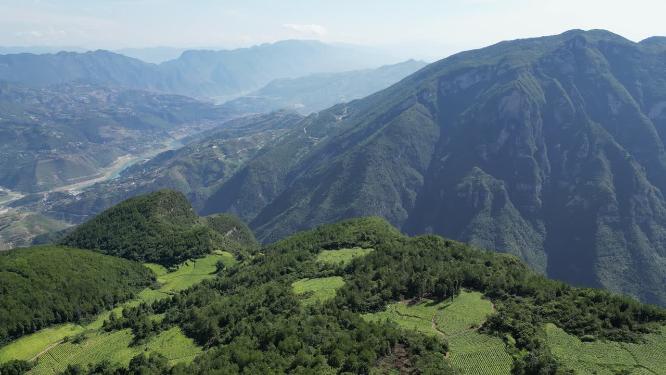 重庆奉节山水群山自然风光航拍背景素材