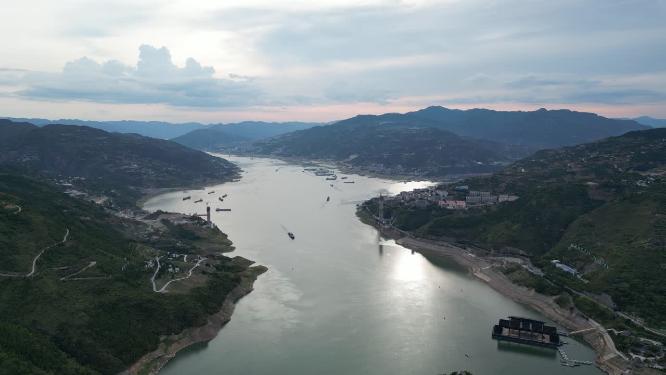 重庆奉节夔门长江旅游景点自然风光航拍