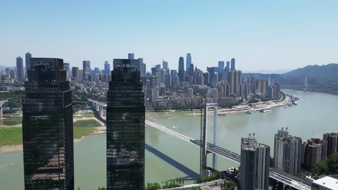 重庆南岸区地标建筑长江国际城市风光航拍