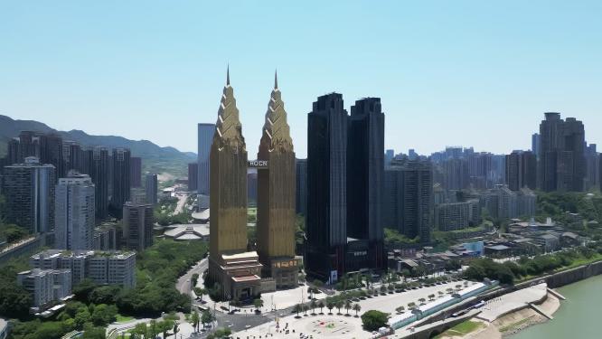 重庆地标性建筑：喜来登大酒店航拍素材