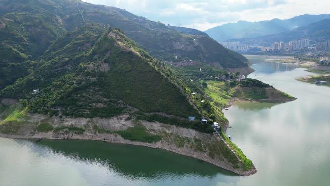 重庆奉节山水群山自然风光航拍背景素材合集