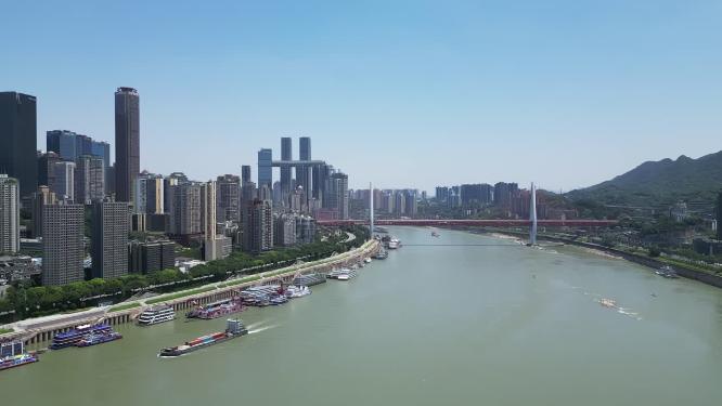 重庆渝中区长江城市自然风光航拍素材