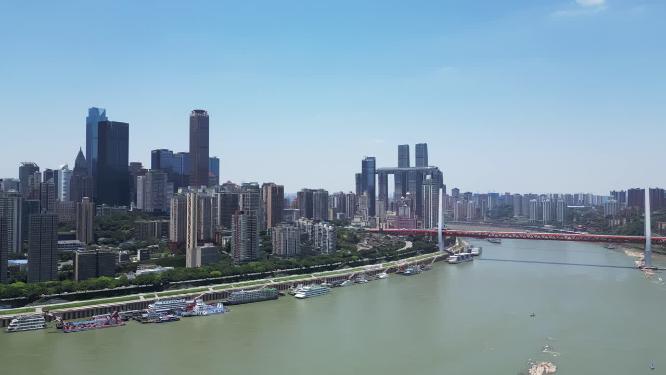 重庆渝中区长江城市自然风光航拍素材