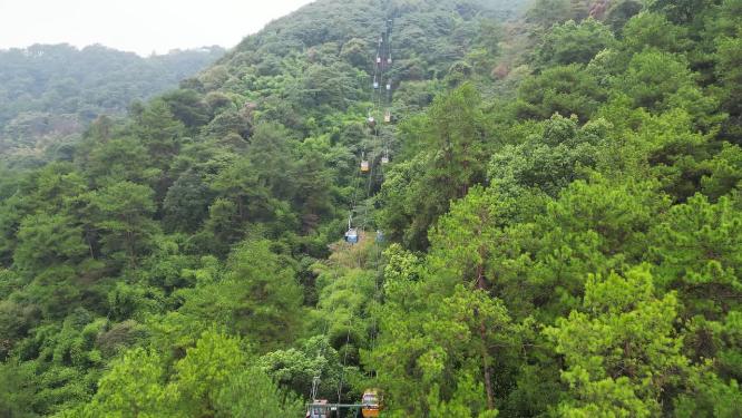 航拍重庆北碚缙云山观光索道