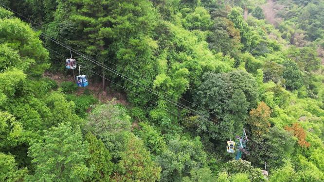 航拍重庆北碚缙云山观光索道