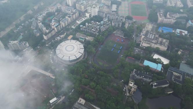 重庆西南大学高视角俯瞰校园航拍