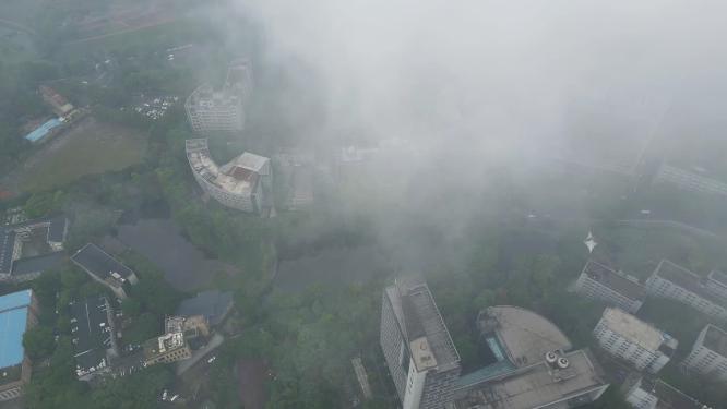 重庆西南大学高视角俯瞰校园航拍