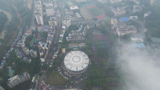 重庆西南大学高视角俯瞰校园航拍