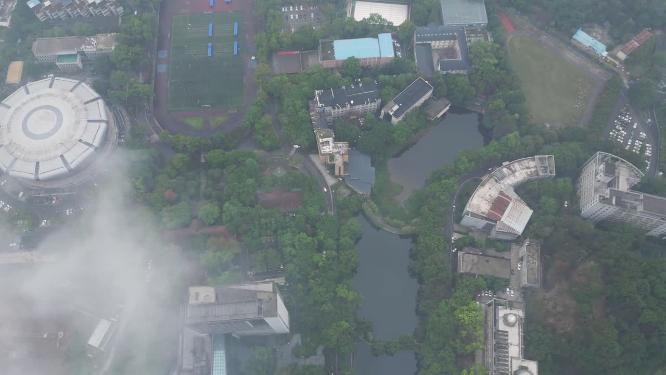 重庆西南大学高视角俯瞰校园航拍