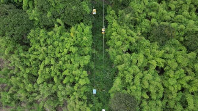 重庆北碚缙云山观光索道自然景观航拍