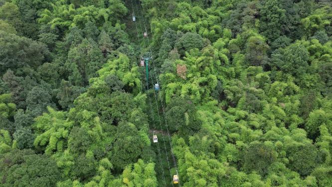 重庆北碚缙云山观光索道自然景观航拍
