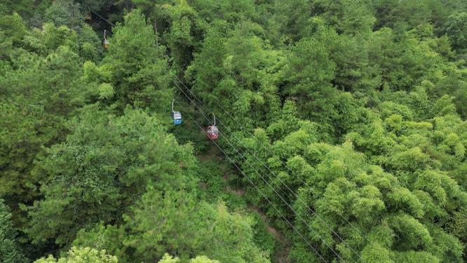 重庆北碚缙云山观光索道自然景观航拍