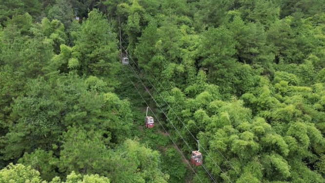 重庆北碚缙云山观光索道自然景观航拍