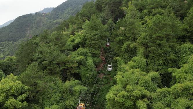重庆北碚缙云山观光索道自然景观航拍