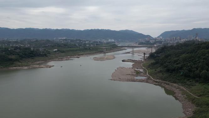 重庆嘉陵江与北碚小城自然景观航拍