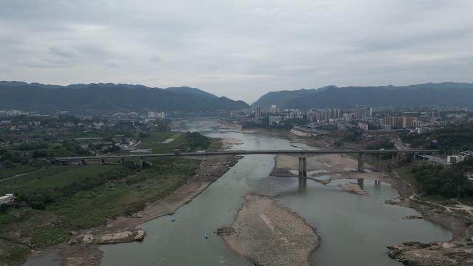 重庆嘉陵江与北碚小城自然景观航拍