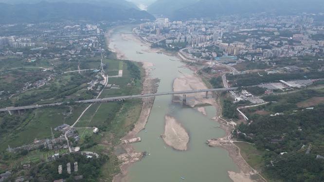 重庆嘉陵江与北碚小城自然景观航拍