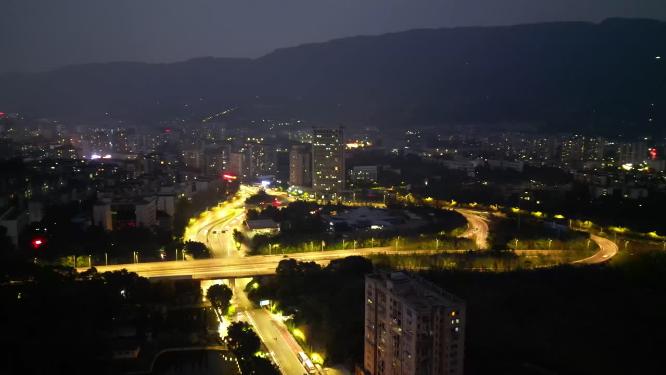 重庆北碚城市夜景车流航拍