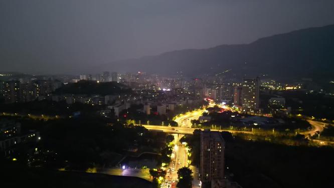 重庆北碚城市夜景车流航拍