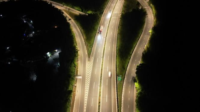 4K重庆北碚高速路夜景车流航拍延时