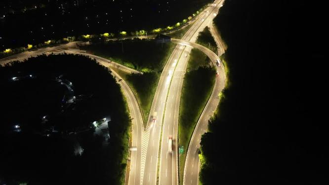 4K重庆北碚高速路夜景车流航拍延时