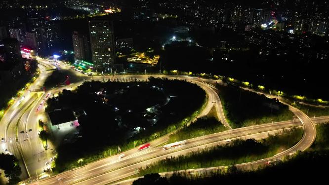 【合集】4K重庆北碚高速夜景车流航拍延时