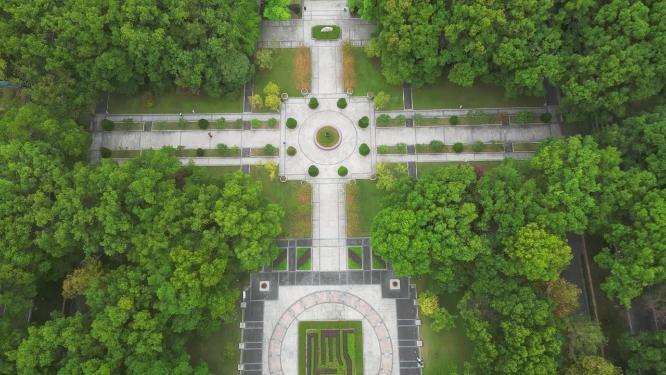 重庆北碚西南大学共青团花园景观航拍
