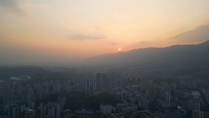 4K唯美城市夕阳日落航拍