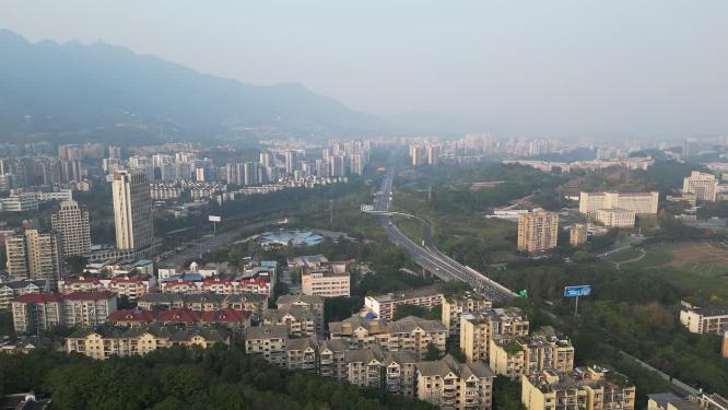 4K航拍重庆北碚街道城市风光