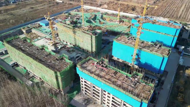 4K航拍房地产楼盘施工建筑工地