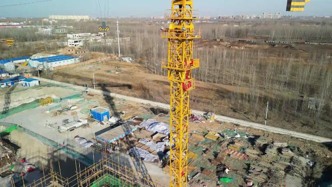 4K航拍房地产开发-施工建筑工地塔吊空镜